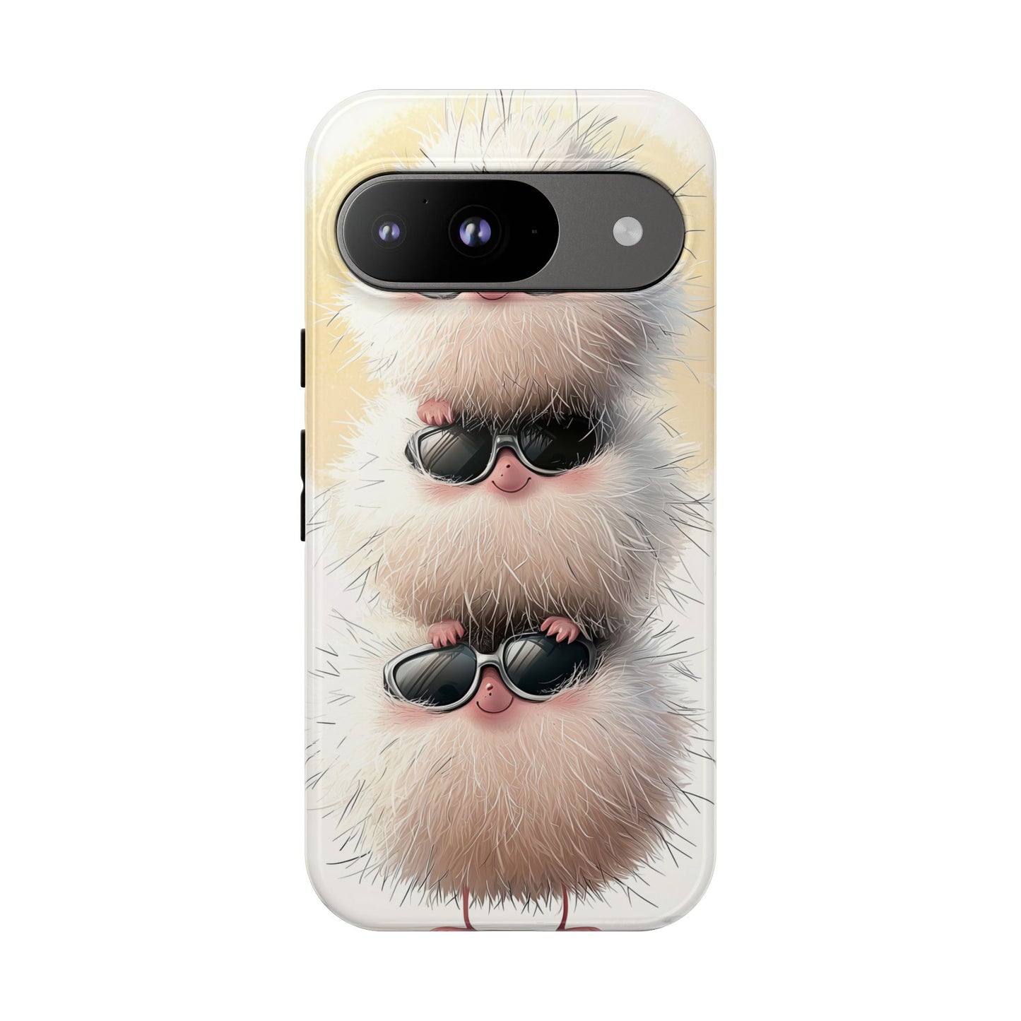 Fluffy Stack Anime Phone Case – Cute Furry Creatures with Sunglasses, Kawaii Aesthetic Design for iPhone, Samsung & Google Pixel