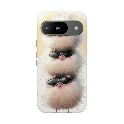 Fluffy Stack Anime Phone Case – Cute Furry Creatures with Sunglasses, Kawaii Aesthetic Design for iPhone, Samsung & Google Pixel
