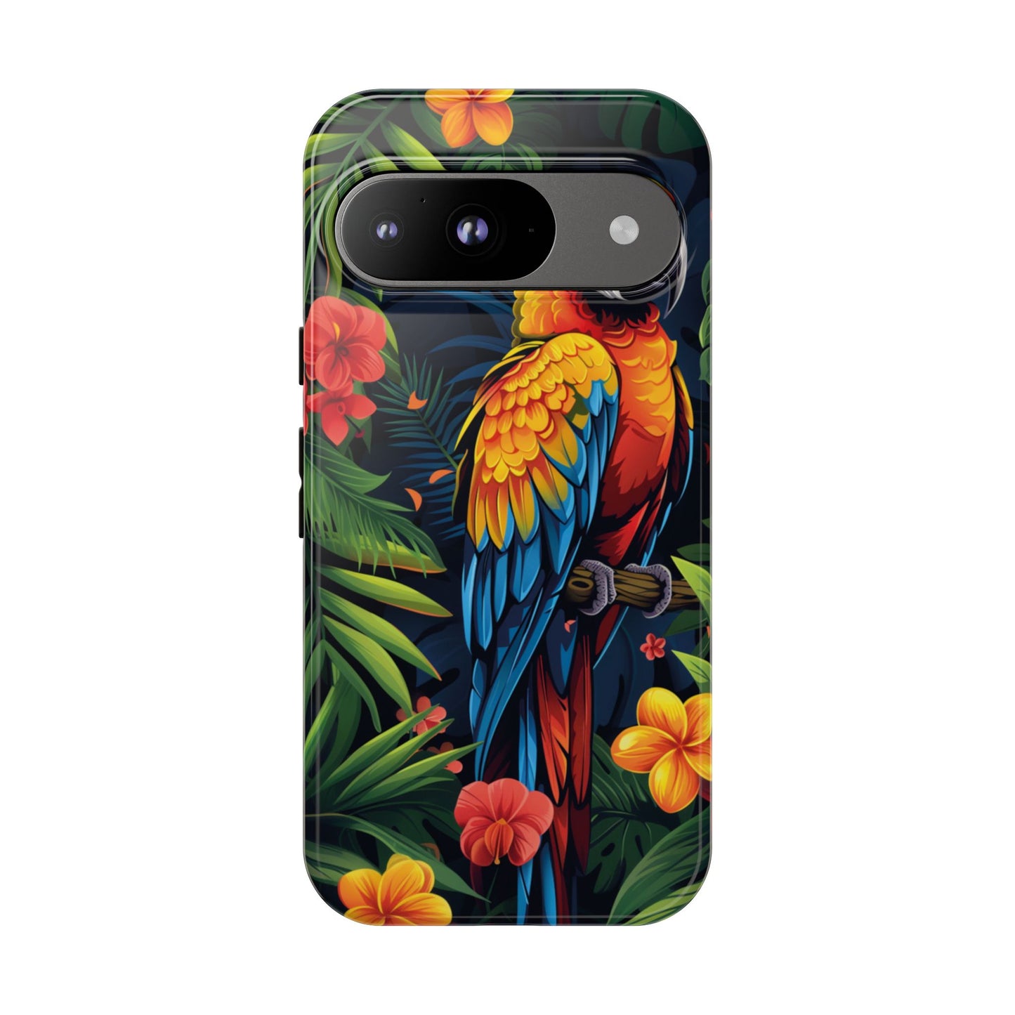 Floral Parrot Phone Case – Tropical Bird Design for iPhone, Samsung & Google Pixel