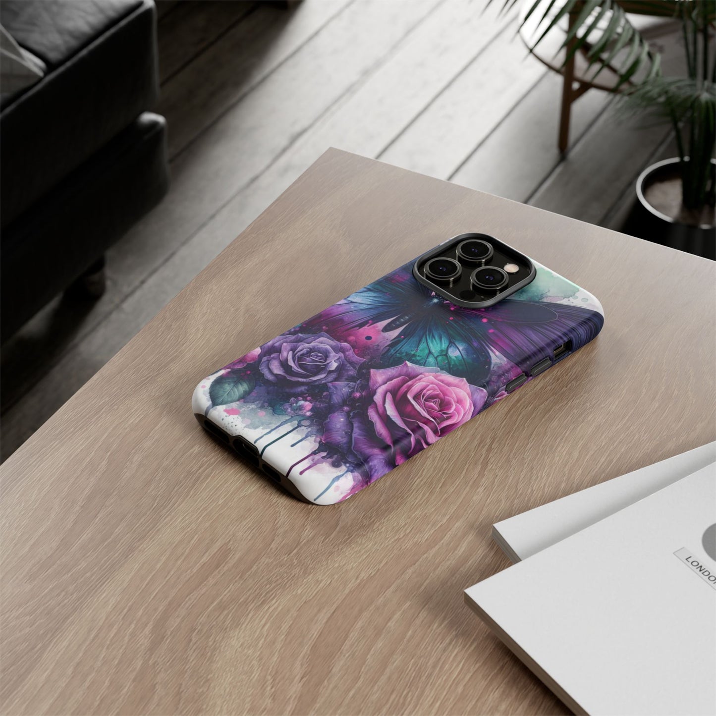 Mystic Bloom – Vibrant Butterfly & Rose Art Mobile Cover