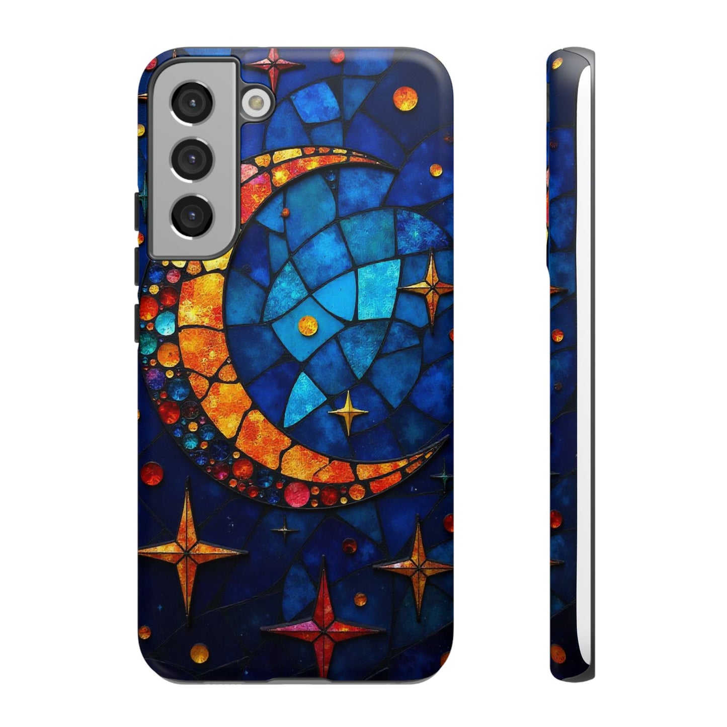 Celestial Crescent: Moon and Stars in Color