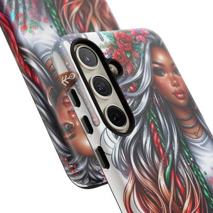 Festive Boho Queen – Holiday Glow & Candy Cane Braids Mobile Cover