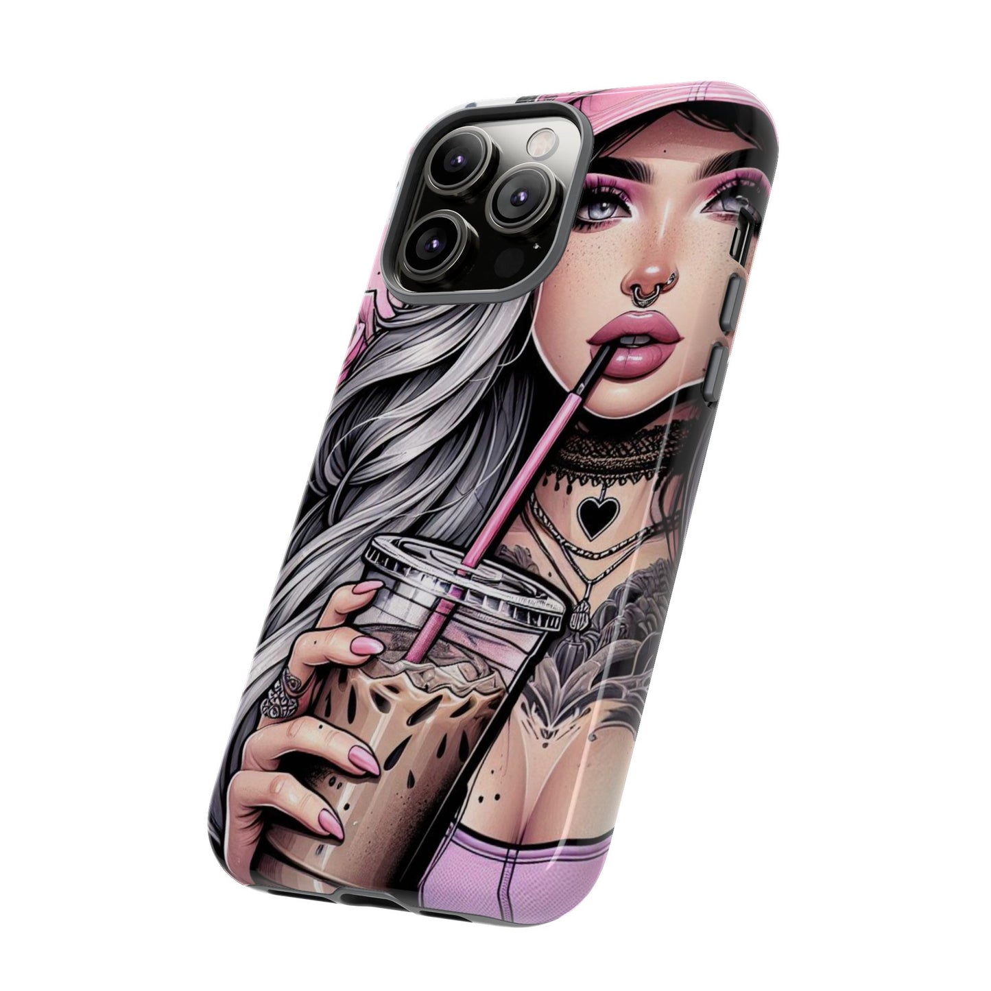 Pink Aesthetic Rebel – Iced Coffee & Inked Beauty Mobile Cover