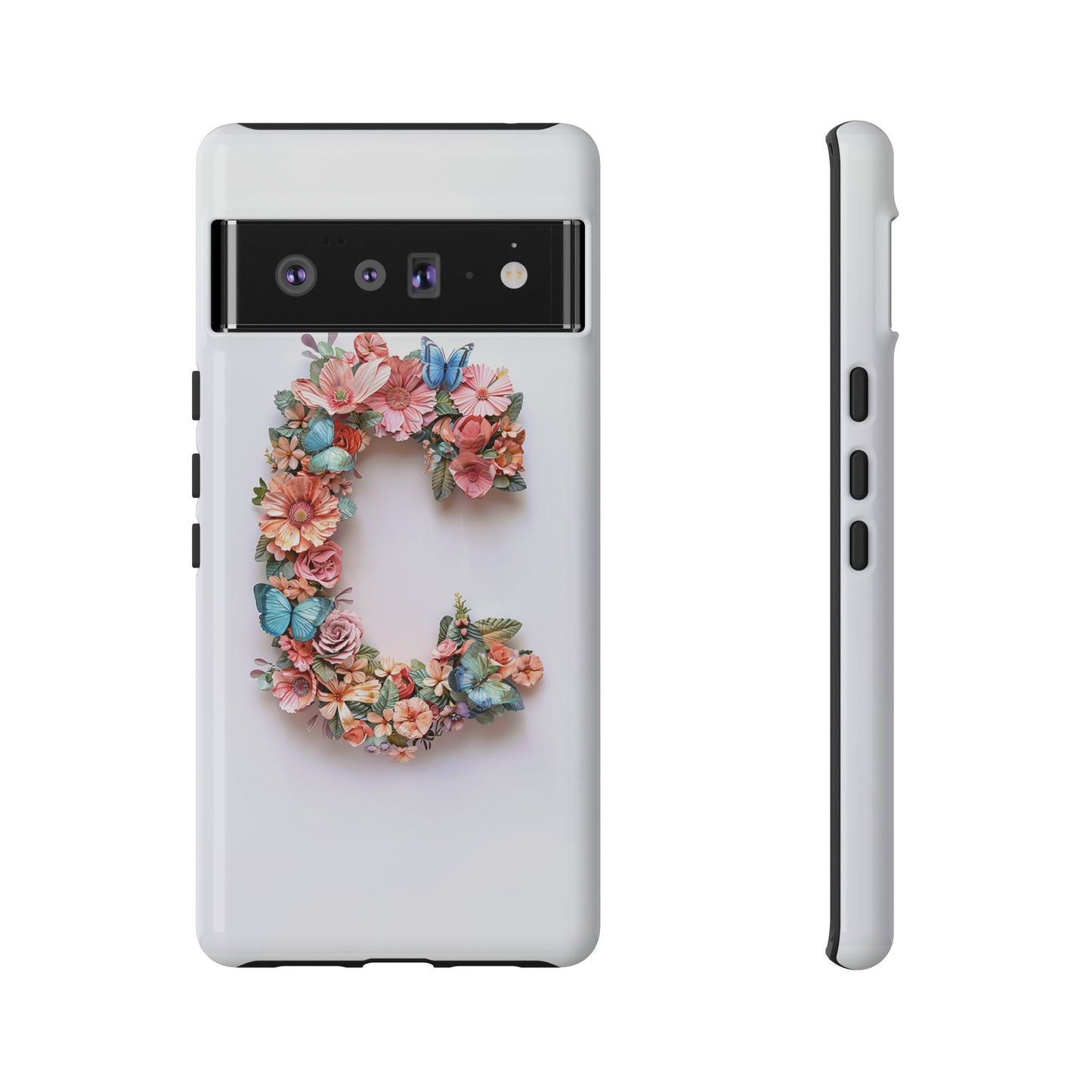 Floral Letter C Phone Case – Personalized Aesthetic Cover for iPhone, Samsung & Google Pixel