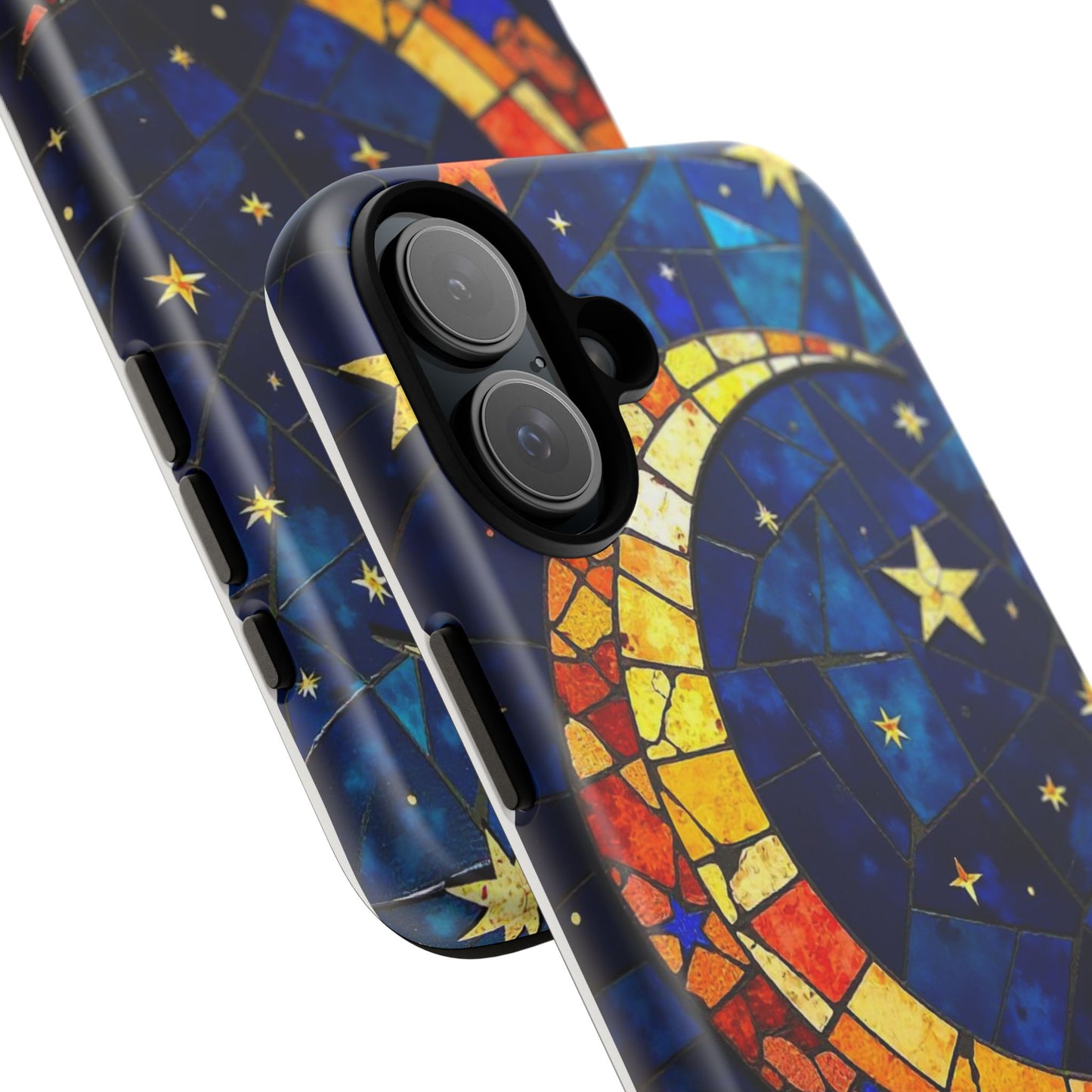 Celestial Crescent: Vibrant Moon and Stars Phone Case
