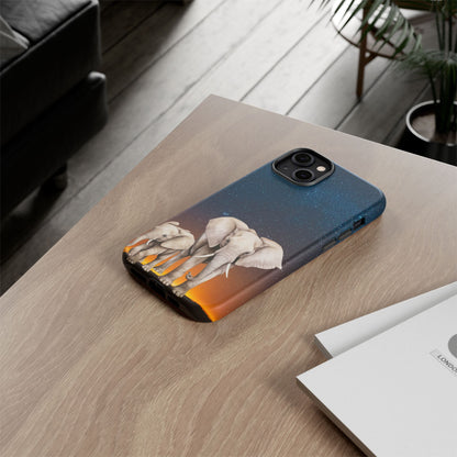 Starry Safari Elephant Family Mobile Cover – Cosmic Wildlife Aesthetic