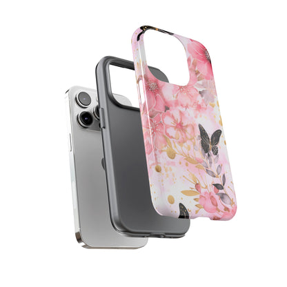 Pink Blossom & Gold Butterfly Mobile Case