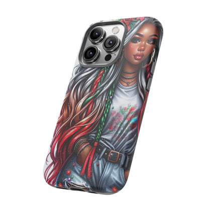 Festive Boho Queen – Holiday Glow & Candy Cane Braids Mobile Cover