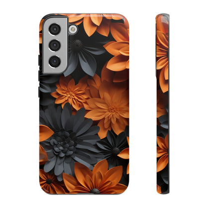 Orange & Black 3D Floral Mobile Case