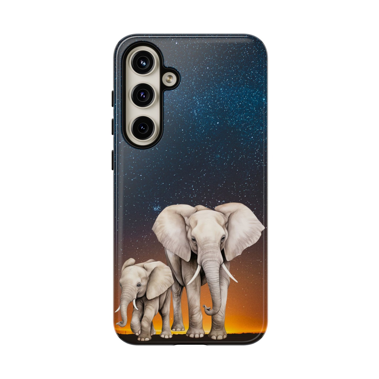 Starry Safari Elephant Family Mobile Cover – Cosmic Wildlife Aesthetic