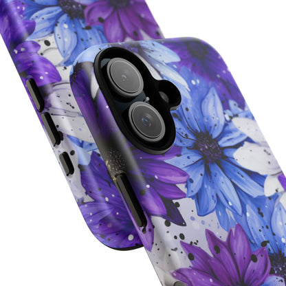 Blue & Purple Floral Splash Mobile Cover – Elegant Artistic Flowers