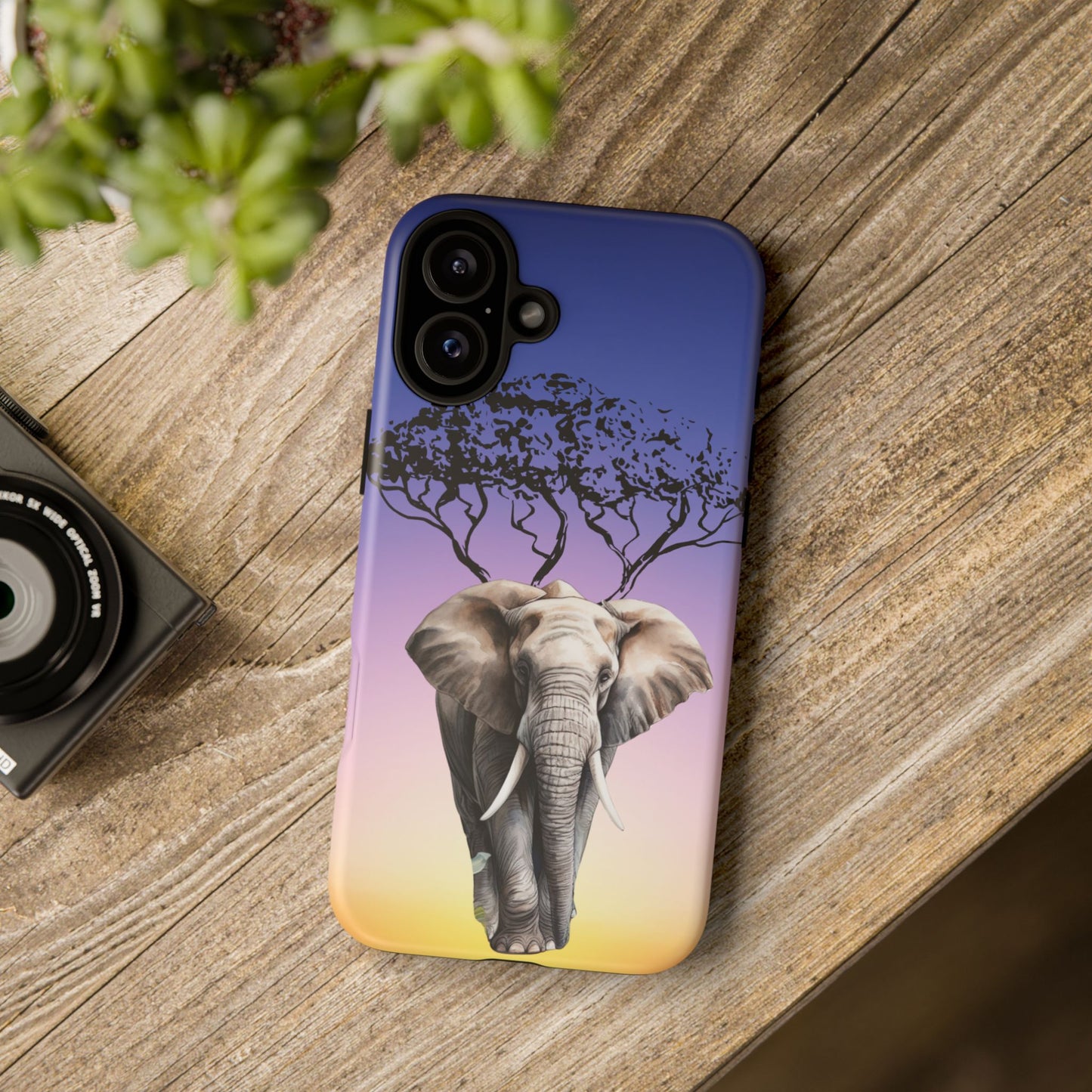 Surreal Elephant Tree Mobile Cover – Dreamy Sunset Fantasy