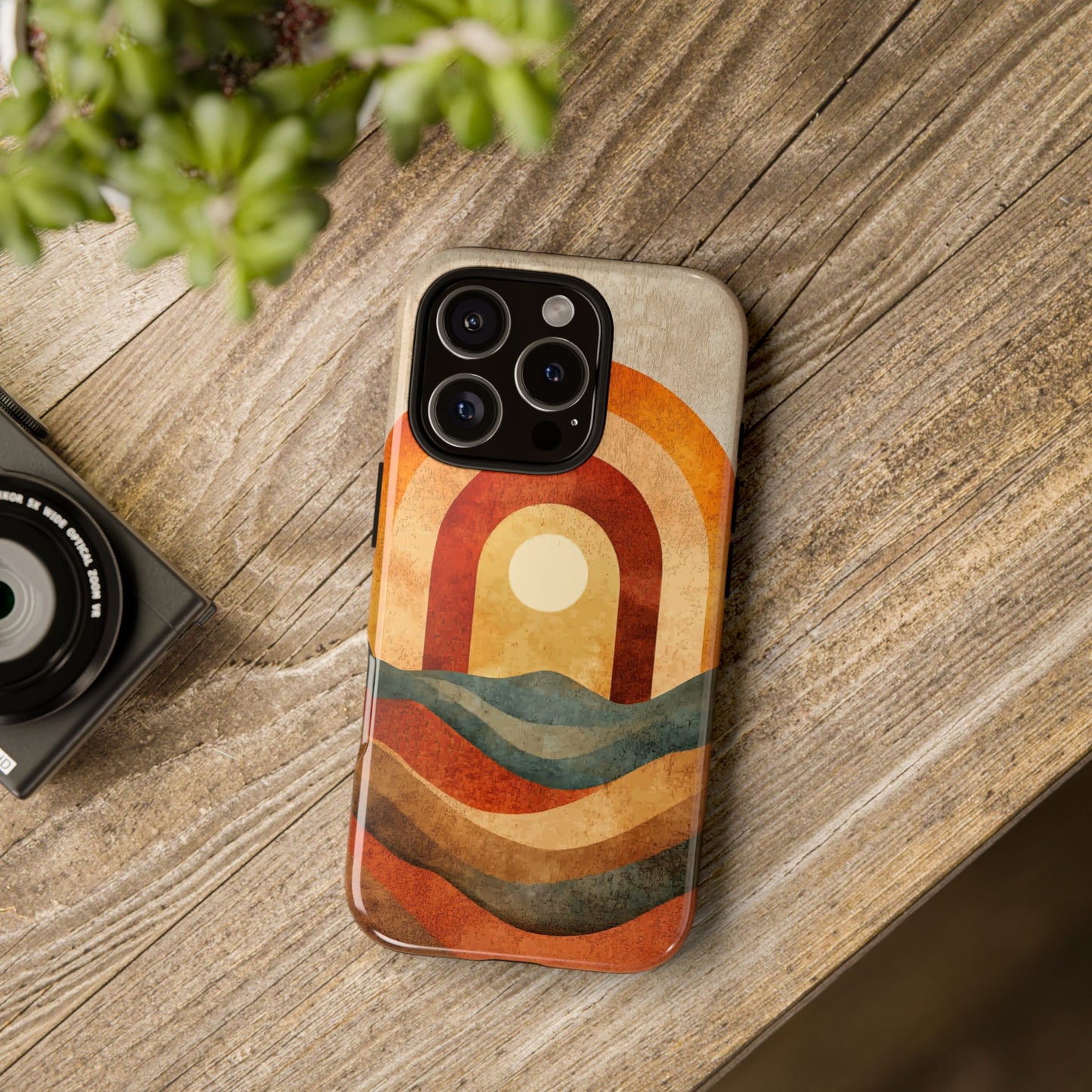 Vintage Sunset Boho Rainbow Phone Case for iPhone, Pixel & Samsung