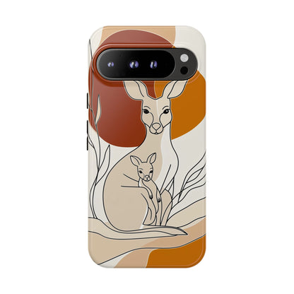 Outback Love: Kangaroo & Joey Line Art Phone Case for iPhone, Samsung & Pixel