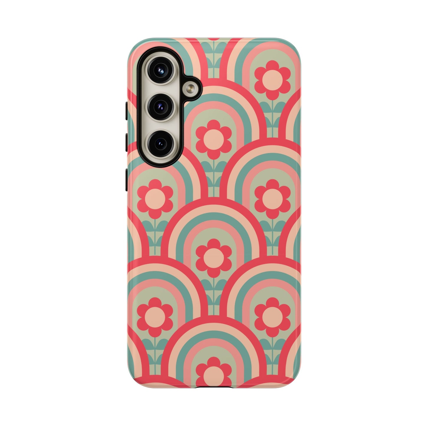 Retro Floral Rainbow Phone Case – Vintage Aesthetic for iPhone, Samsung & Google Pixel