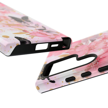 Pink Blossom & Gold Butterfly Mobile Case