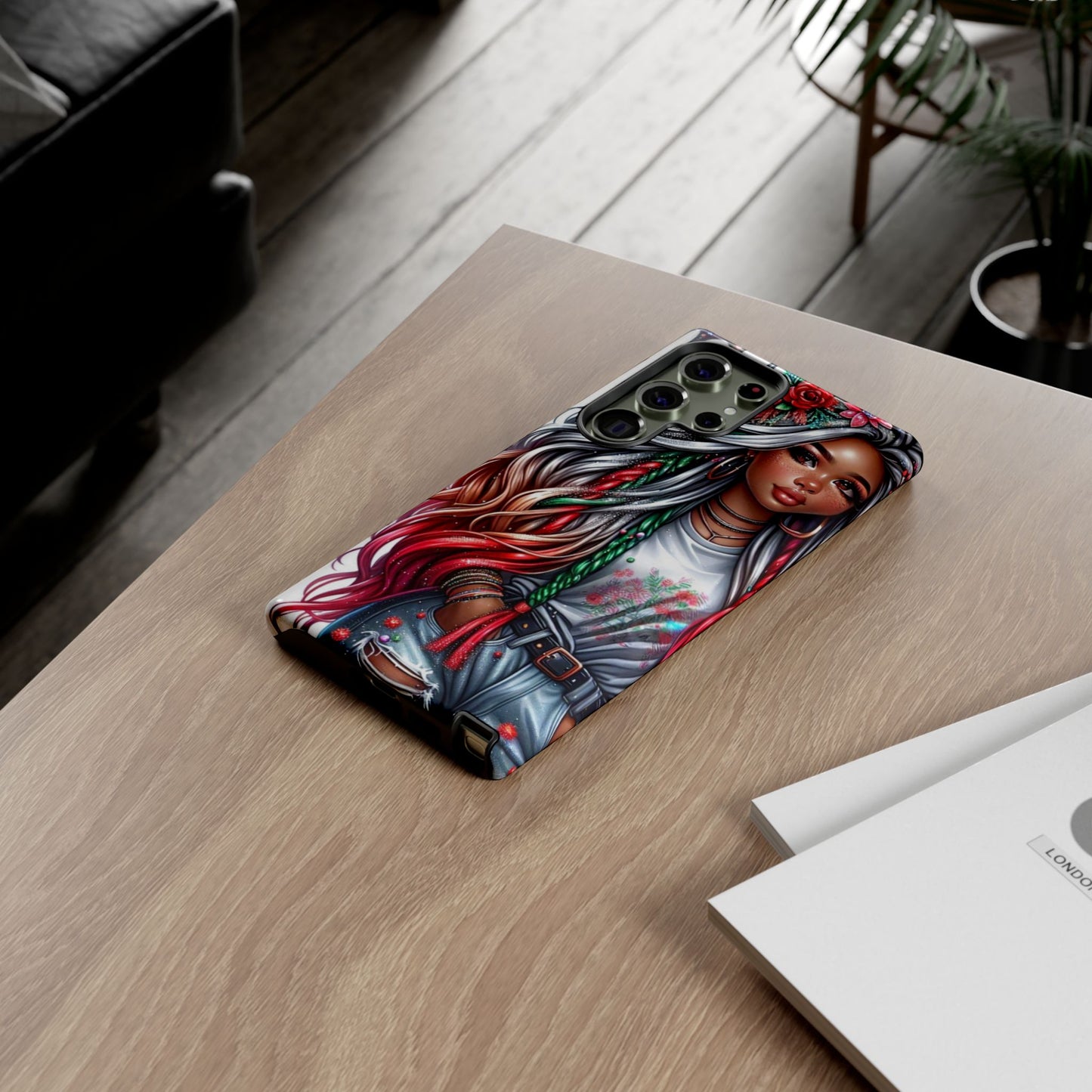 Festive Boho Queen – Holiday Glow & Candy Cane Braids Mobile Cover