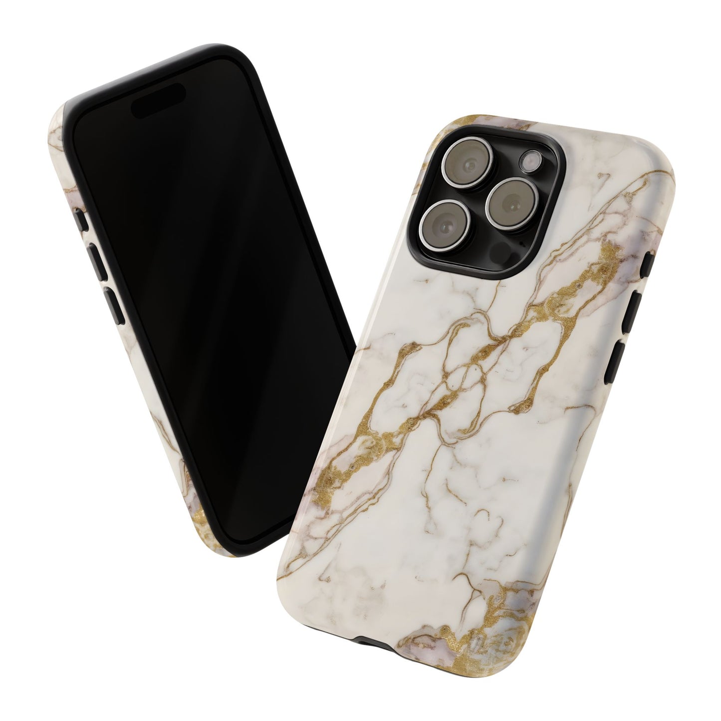 Elegant White and Gold Marble Case Design