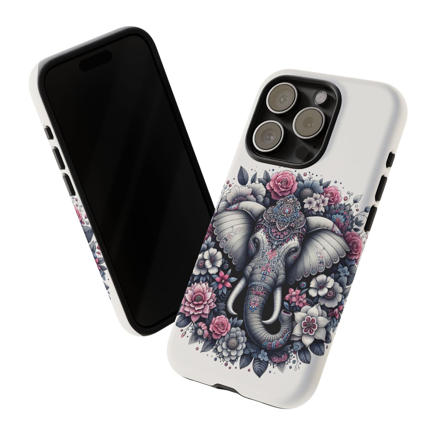 Ornate Floral Elephant Mobile Cover – Elegant Bohemian Art