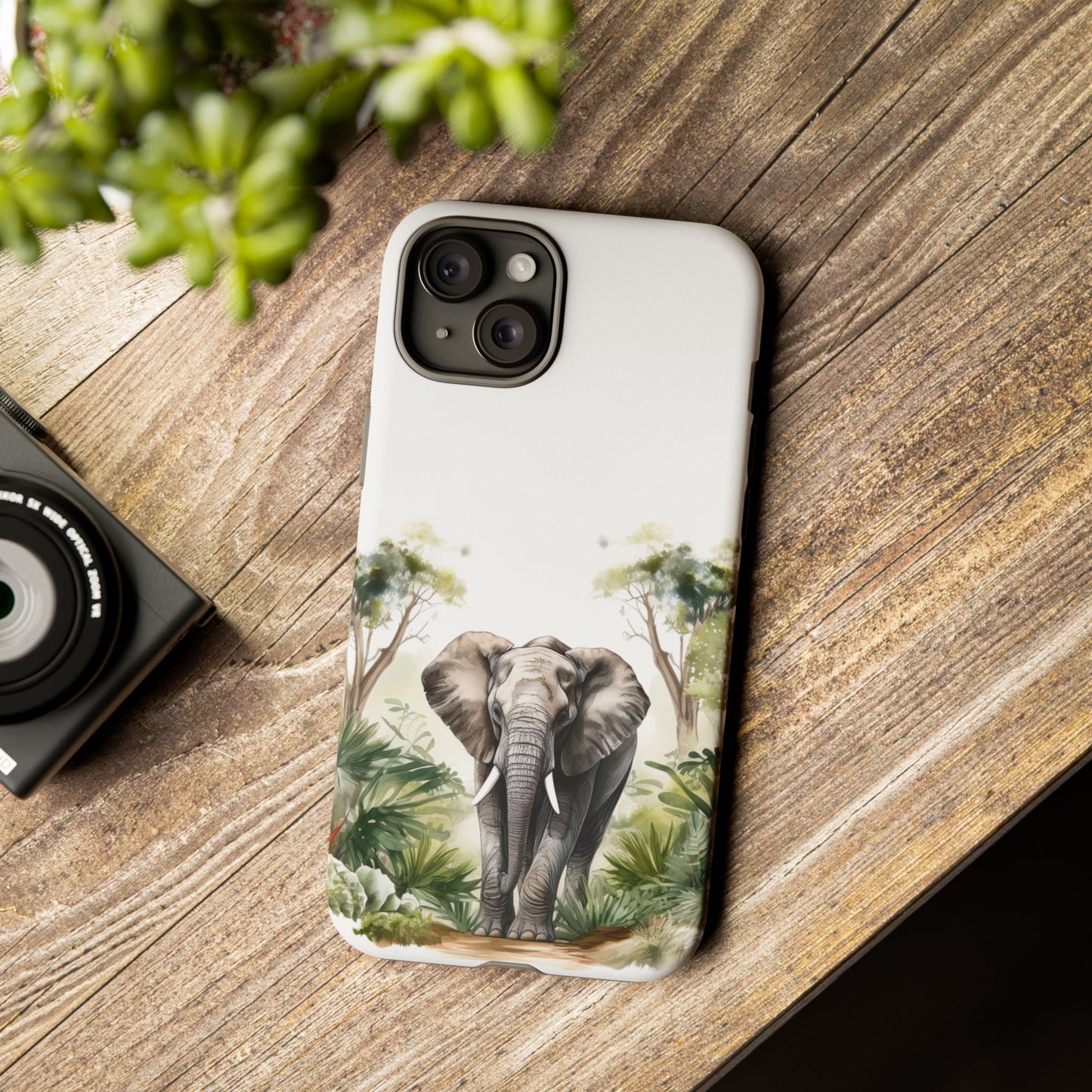Serene Jungle Elephant Mobile Cover – Watercolor Wildlife Design