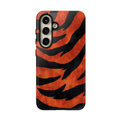 Fiery Orange & Black Tiger Stripes Phone Case for iPhone, Samsung & Google Pixel