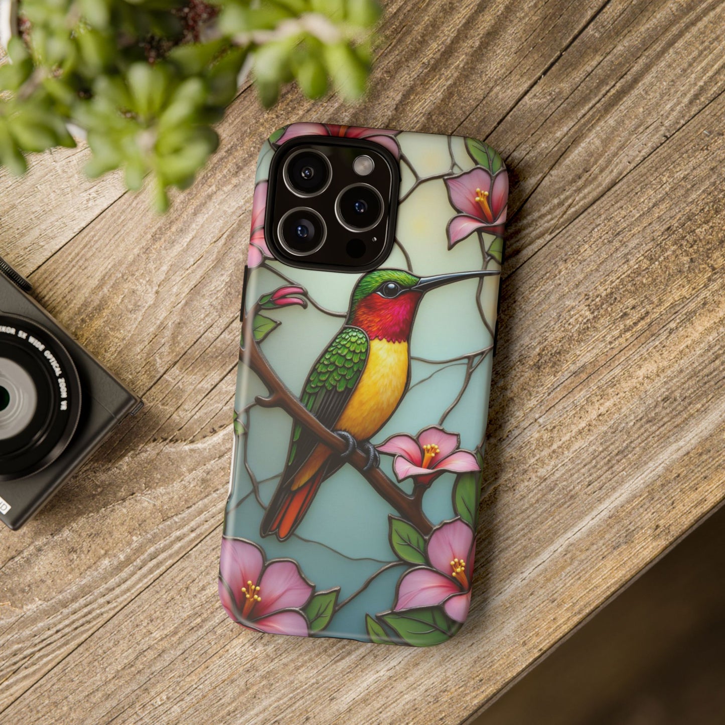 Elegant Hummingbird with Floral Mosaic | Artistic Nature Design