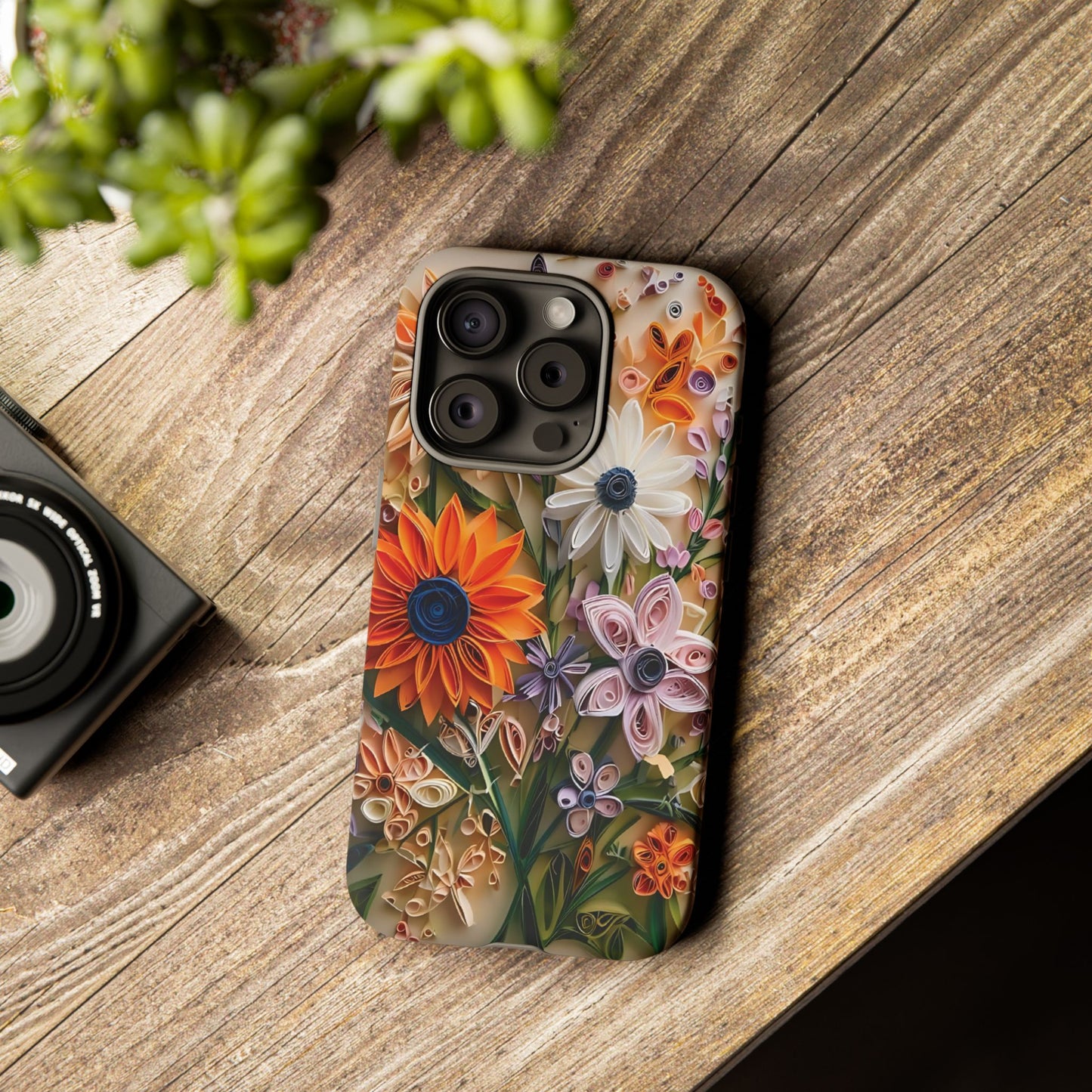 Intricate Quilled Floral Artwork In Vibrant Colors phone case design.
