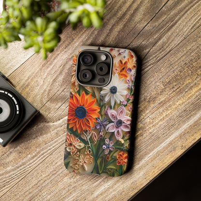 Intricate Quilled Floral Artwork In Vibrant Colors phone case design.