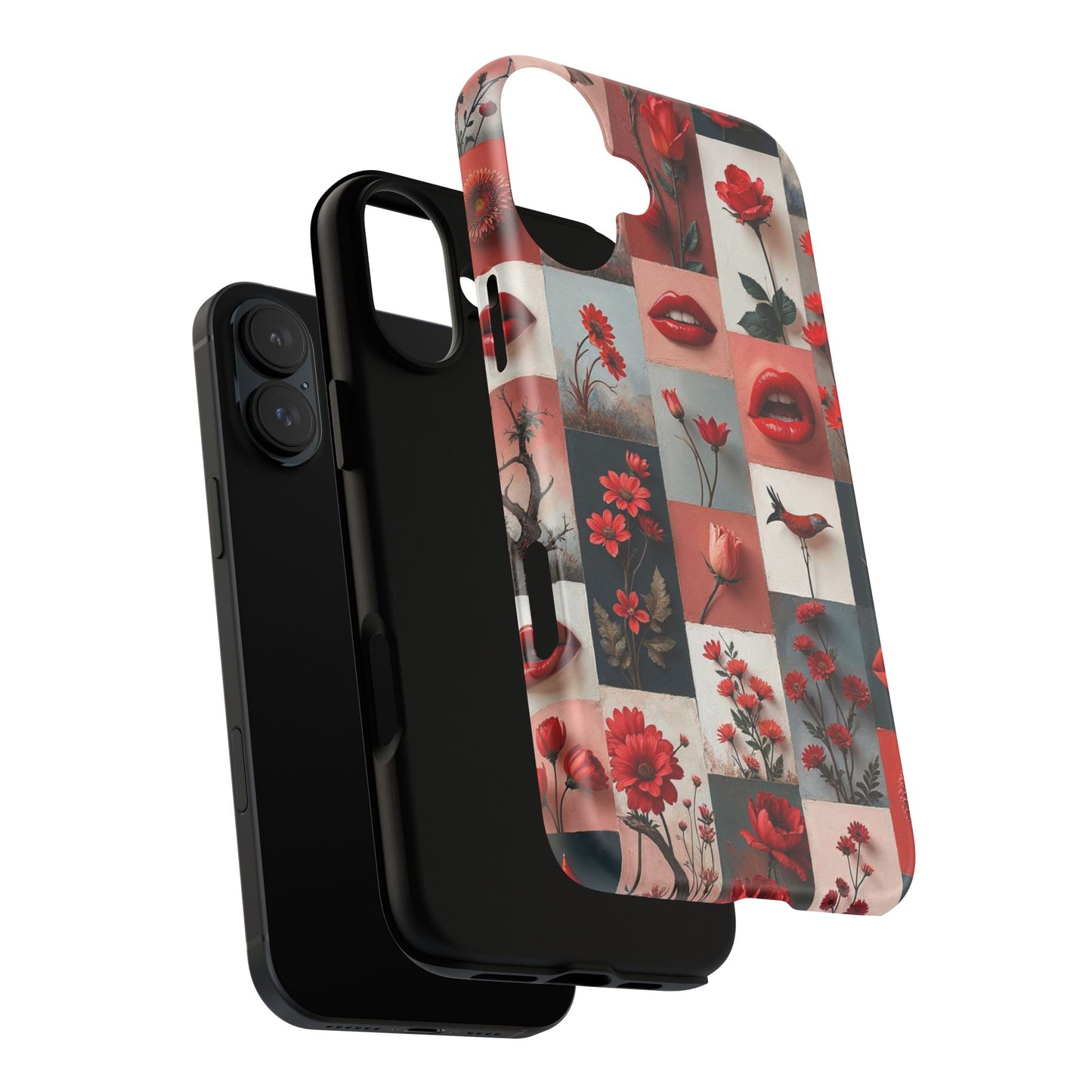 Red Flowers & Lips Collage Phone Case