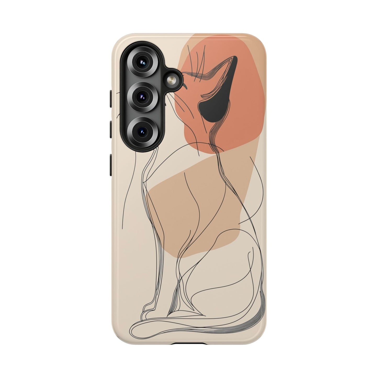 Graceful Cat Outline: Abstract Whiskered Beauty Phone Case for iPhone, Samsung & Pixel