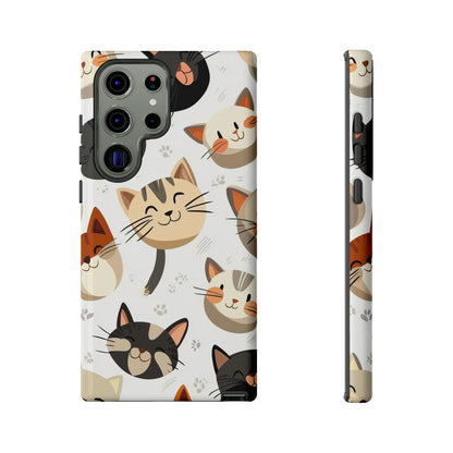 Cute Cat Faces Phone Case – Kawaii Anime Style for iPhone, Samsung & Google Pixel, Fun and Playful Cat Design