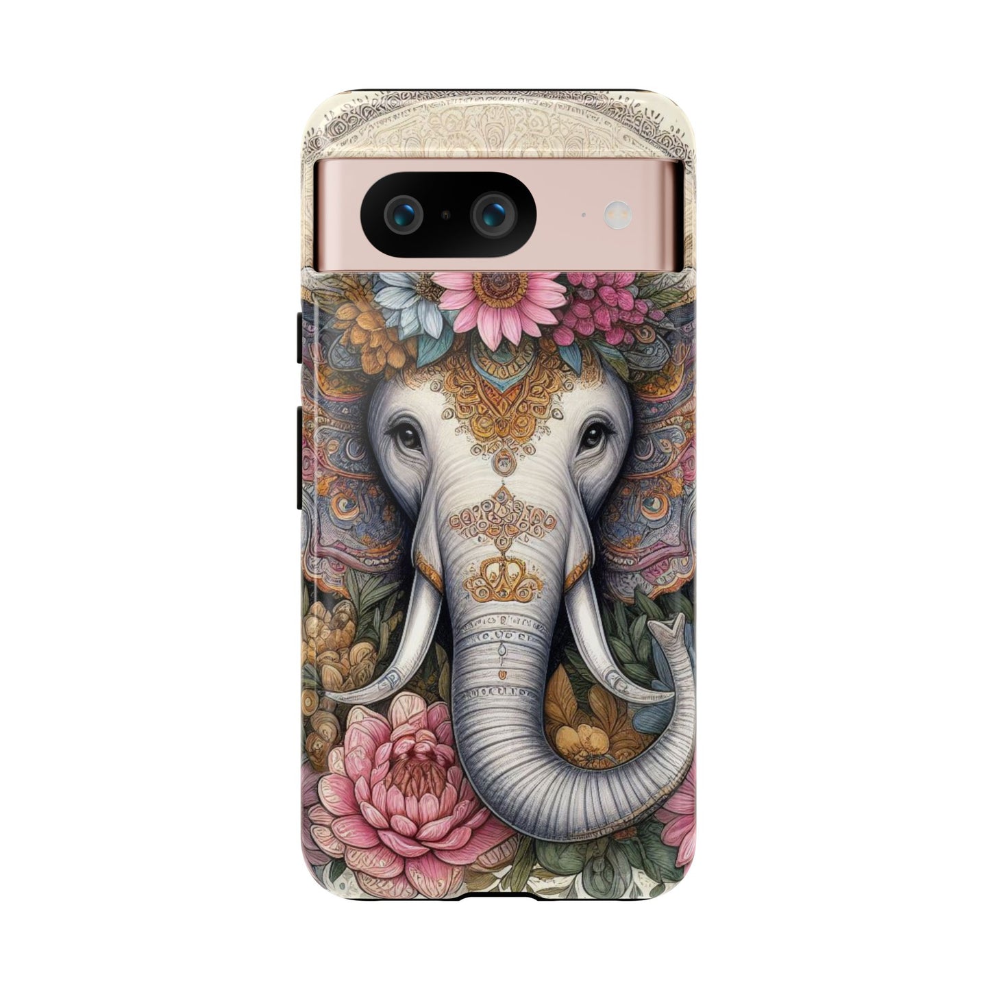 Elegant Floral Elephant Mobile Cover – Royal Mandala Art