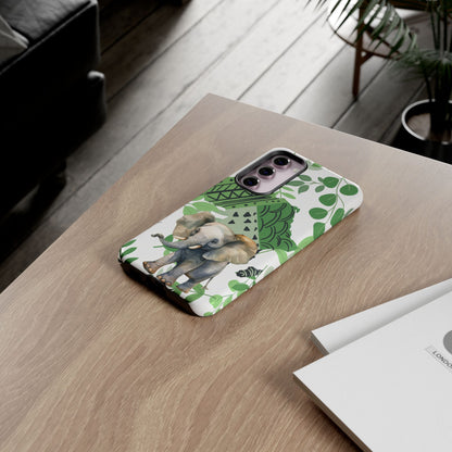 Playful Baby Elephant Mobile Cover – Tropical Boho Art