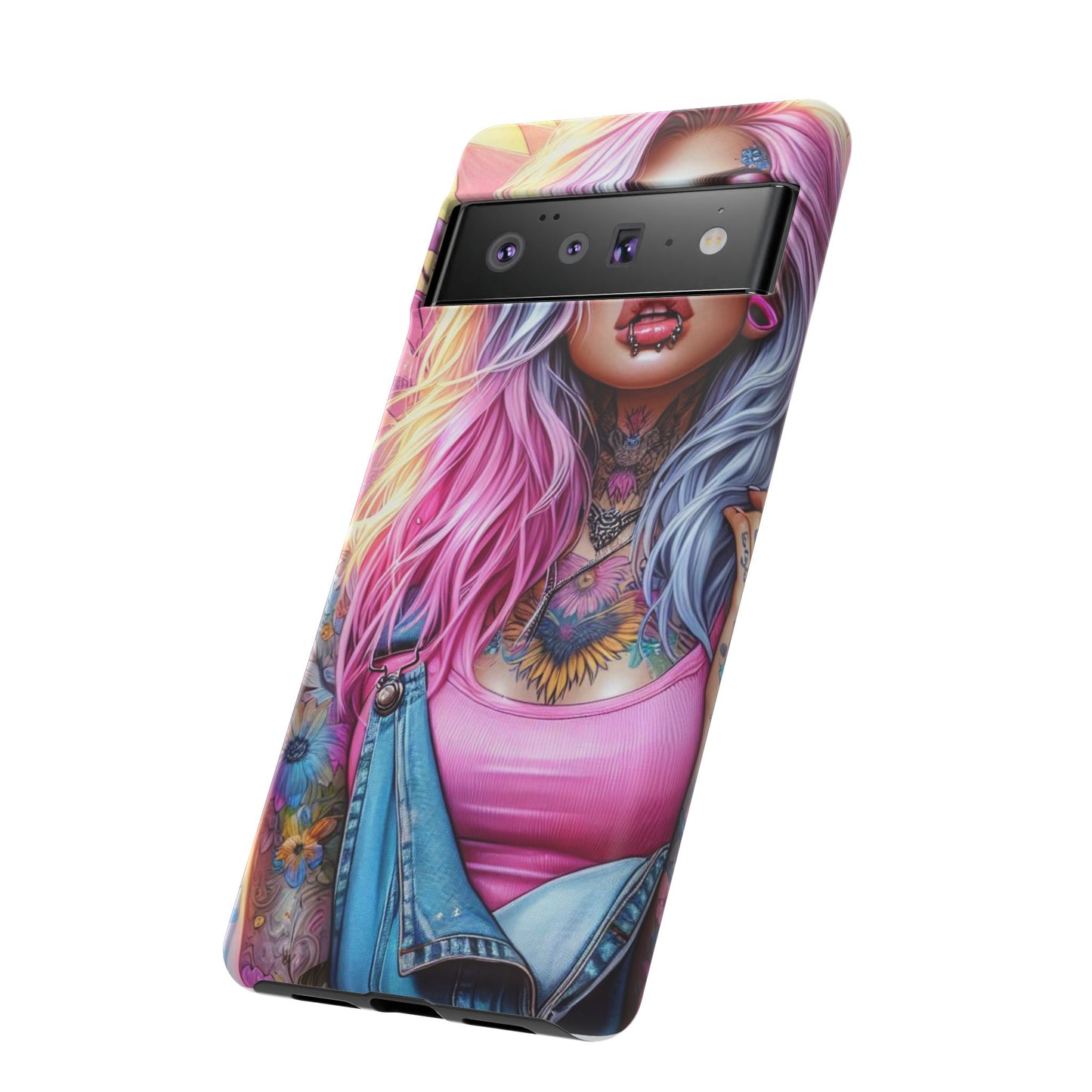 Sunset Glow – Pastel Punk & Floral Ink Mobile Cover