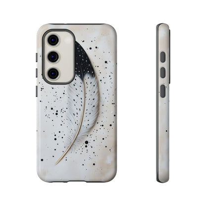 Elegant Owl Feather Phone Case – Black & White for iPhone, Samsung & Google Pixel