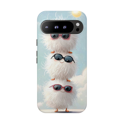 Fluffy Anime Phone Case – Cute Kawaii Fuzzy Creatures, Aesthetic Pastel Art, Soft Cloudy Background, iPhone, Samsung & Google Pixel Case