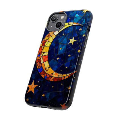 Celestial Crescent: Vibrant Moon and Stars Phone Case