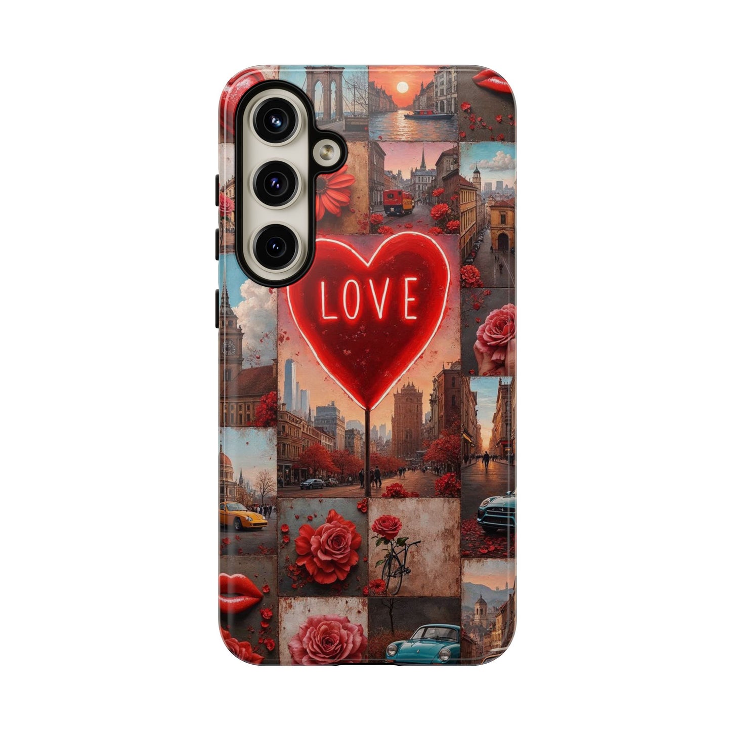 Neon Love Heart & Rose Phone Case