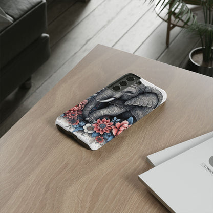 Mandala Elephant Mobile Cover – Elegant Black & White Floral Art