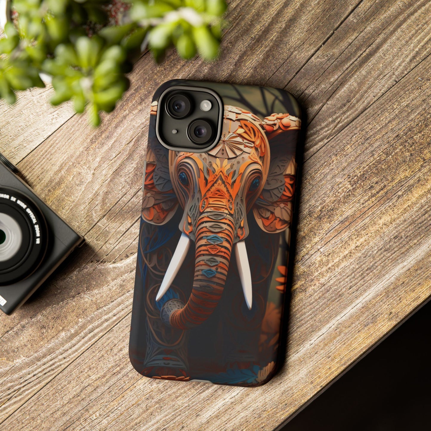 Elegant Artistic Elephant Mobile Cover – Intricate Paper-Cut Design