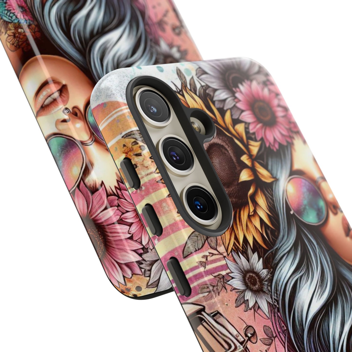 Retro Boho Wanderer – Sunflower Hippie Van Mobile Cover