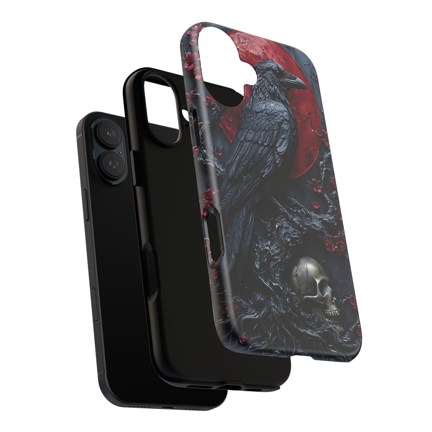 Gothic Sculpture Of Raven On Charcoal Tree Branch phone case design