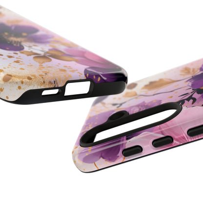 Luxury Purple & Gold Floral Aesthetic Mobile Case