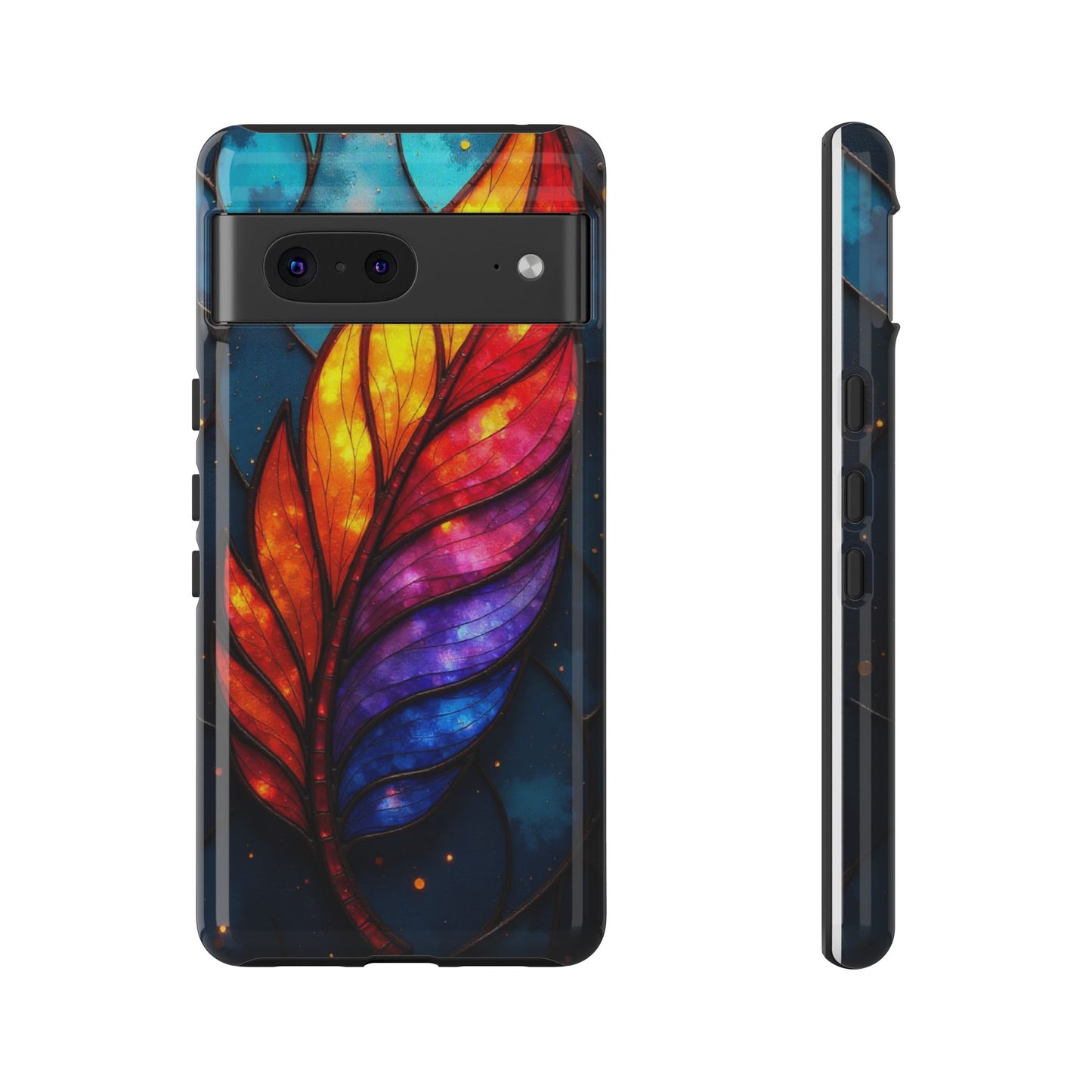 Vivid Feather: Stained Glass Abstract Art
