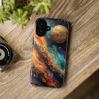 Cosmic Abstract Artwork With Dynamic Swirling Fluid Patterns phone case design.