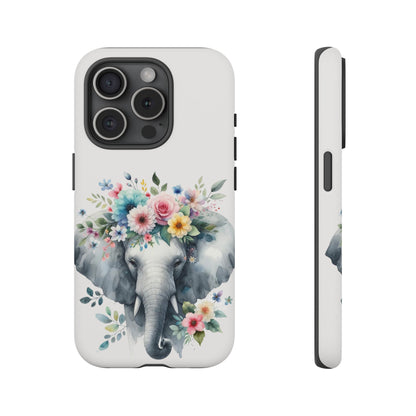 Floral Crown Elephant Mobile Cover – Elegant Watercolor Art