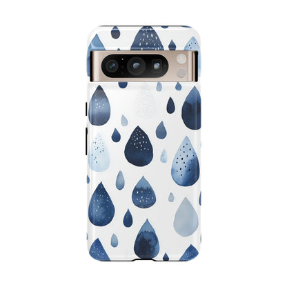 Indigo Rain Drops Watercolor Phone Case for iPhone, google Pixel & Samsung