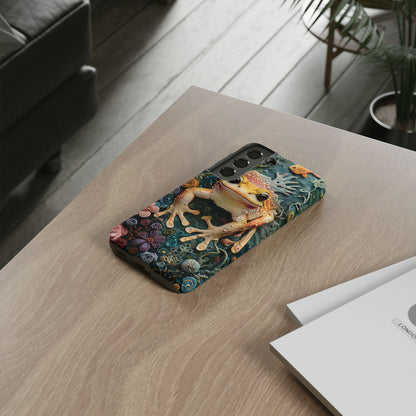Intricate 3D Felt Artwork of Underwater Ecosystem with Frog phone case design.