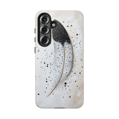 Elegant Owl Feather Phone Case – Black & White for iPhone, Samsung & Google Pixel