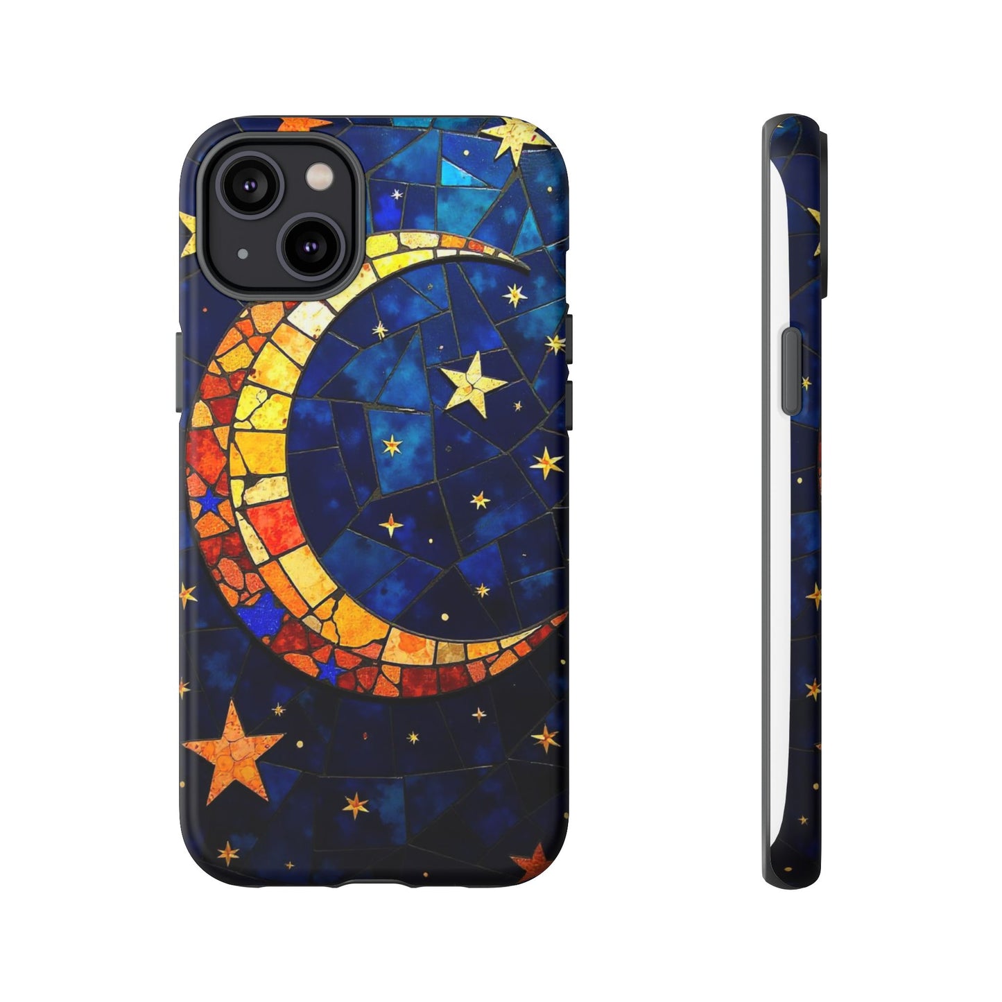 Celestial Crescent: Vibrant Moon and Stars Phone Case